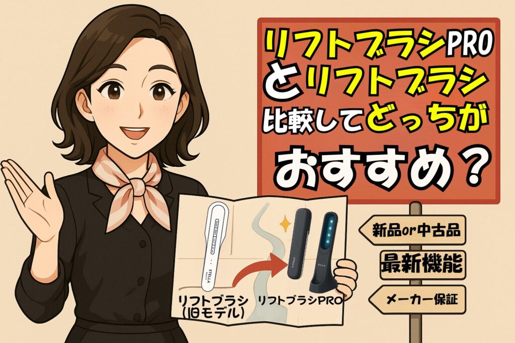 ステラボーテリフトブラシPROとリフトブラシ比較どっちがおすすめか勧めている女性