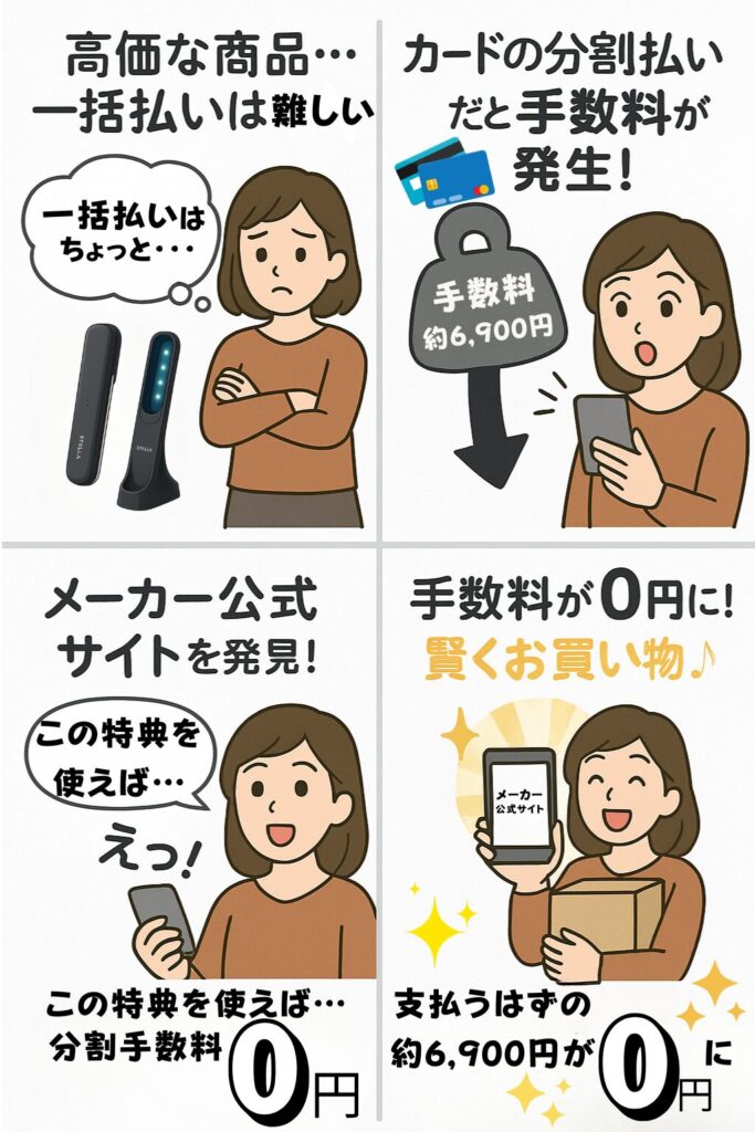 ステラボーテリフトブラシPROを公式サイトで「分割手数料」を無料にする場合