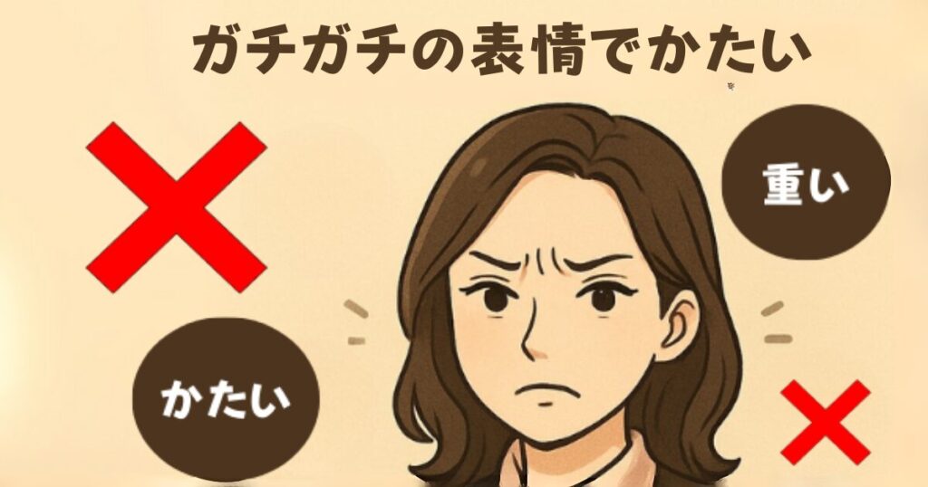 ガチガチの表情の女性