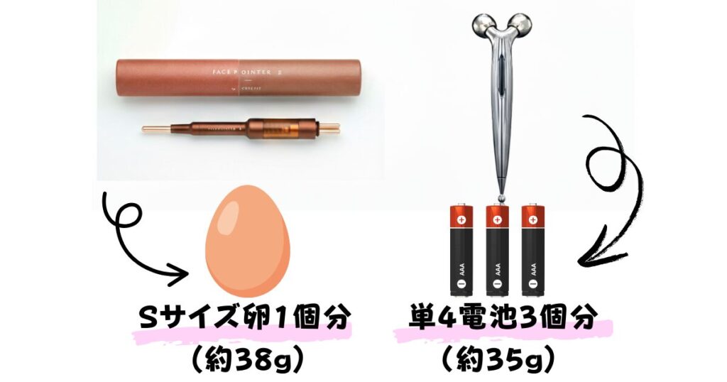 フェイスポインターとリファの重さ比較