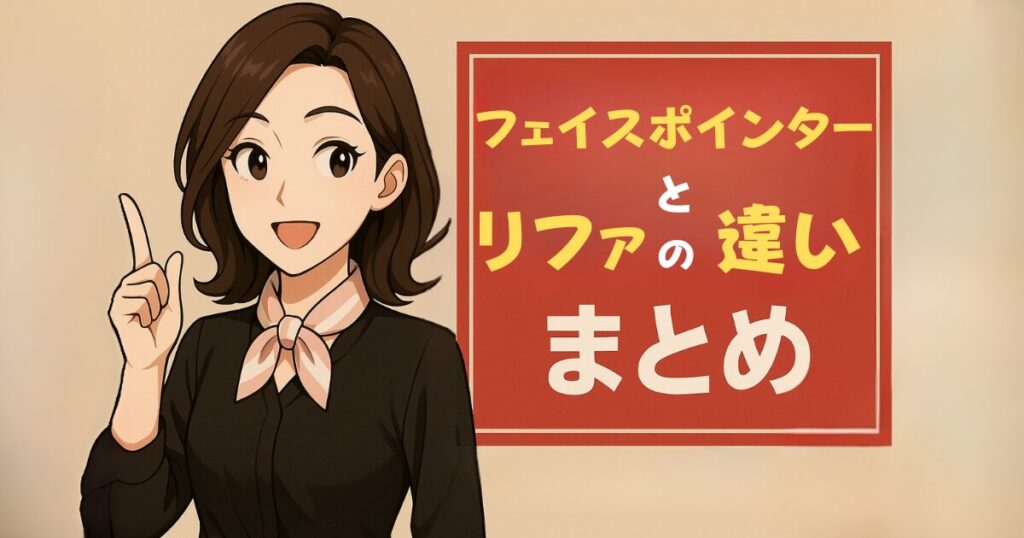 まとめ、フェイスポインターとリファの違いについて