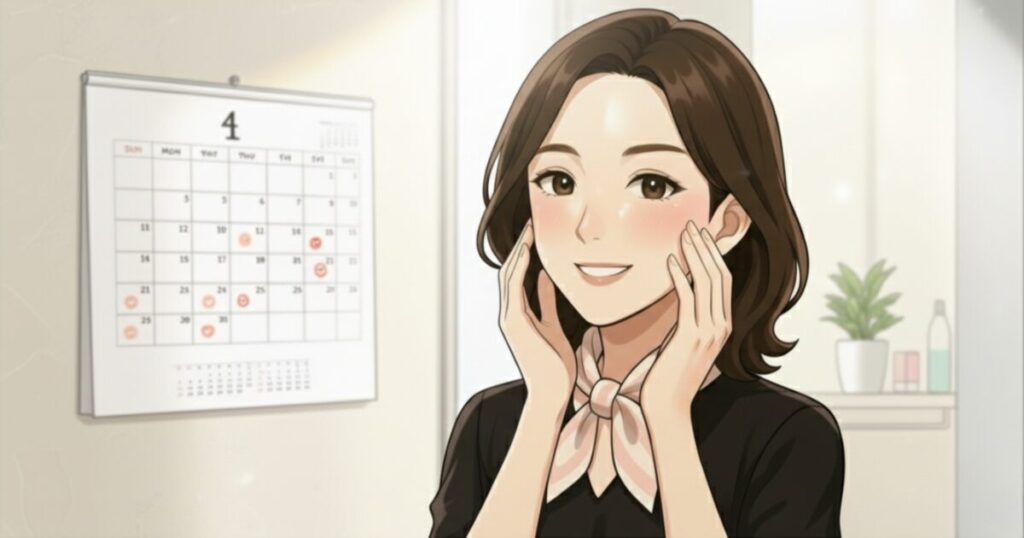 フォトセラピー機能で喜ぶ女性