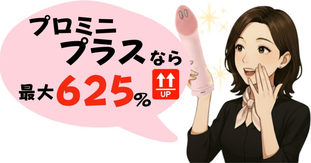 プロミニプラスなら最大625％アップ