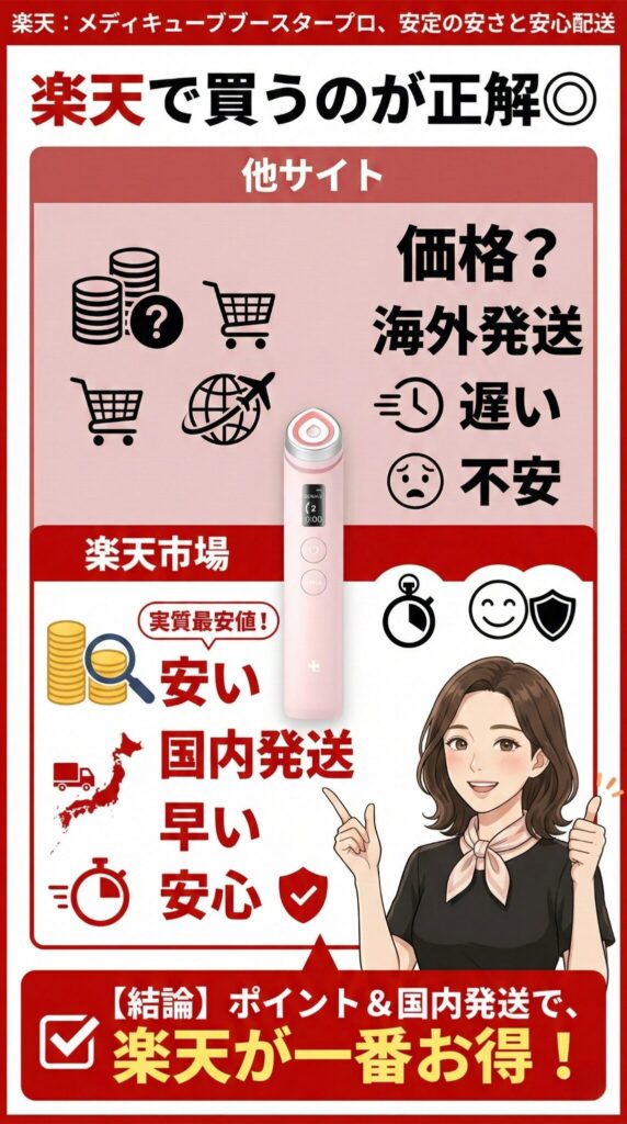楽天：配送も早く「安定した安さ」でお得