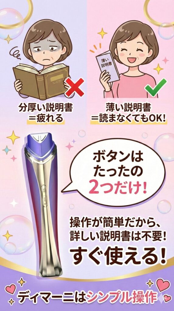 ディマーニ美顔器の説明書が薄い