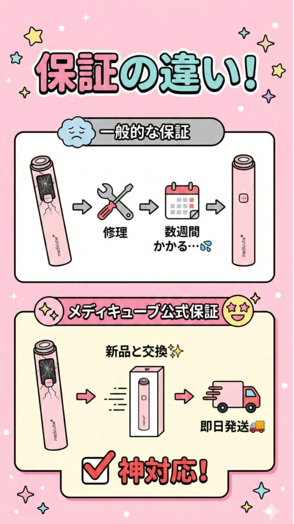 メディキューブ美顔器の保証の違いについて