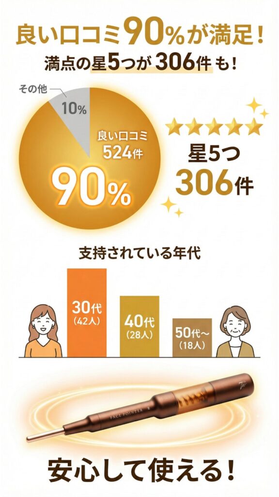 【良い口コミ】90%が満足で、安心できる