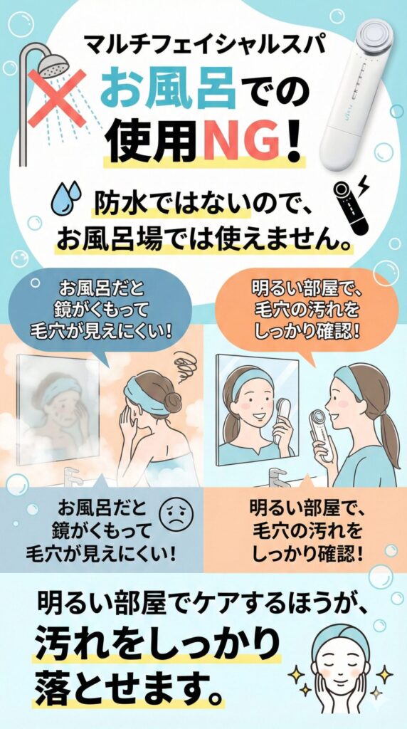 マルチフェイシャルスパはお風呂で使えない。