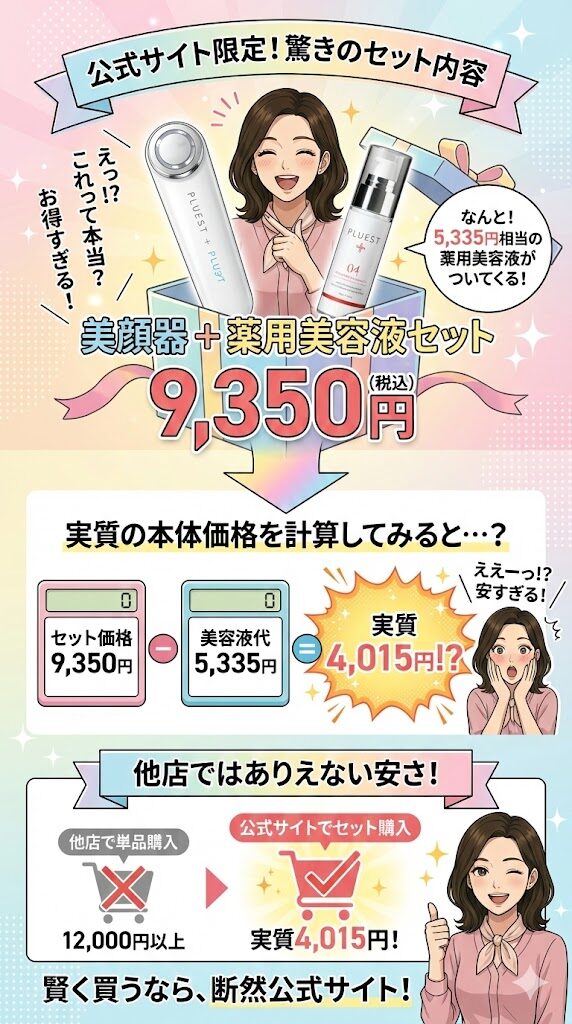 5,335円の美容液がついて、最安値なのは公式だけ