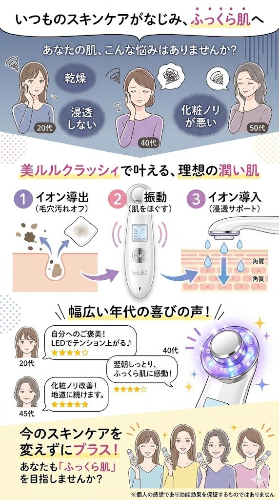 いつものスキンケアがなじみ、ふっくら肌へ