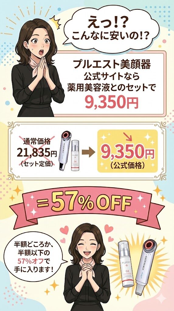 プルエスト美顔器の半額以下