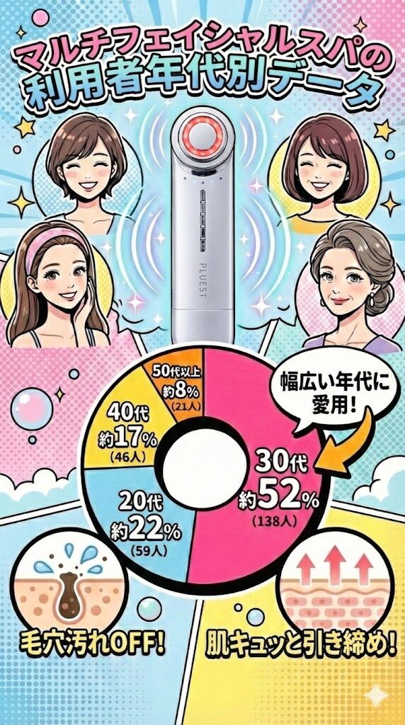マルチフェイシャルスパの利用者年代別データ