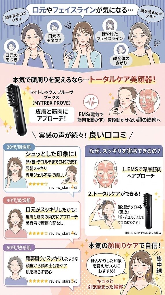 口元やフェイスラインがスッキリ