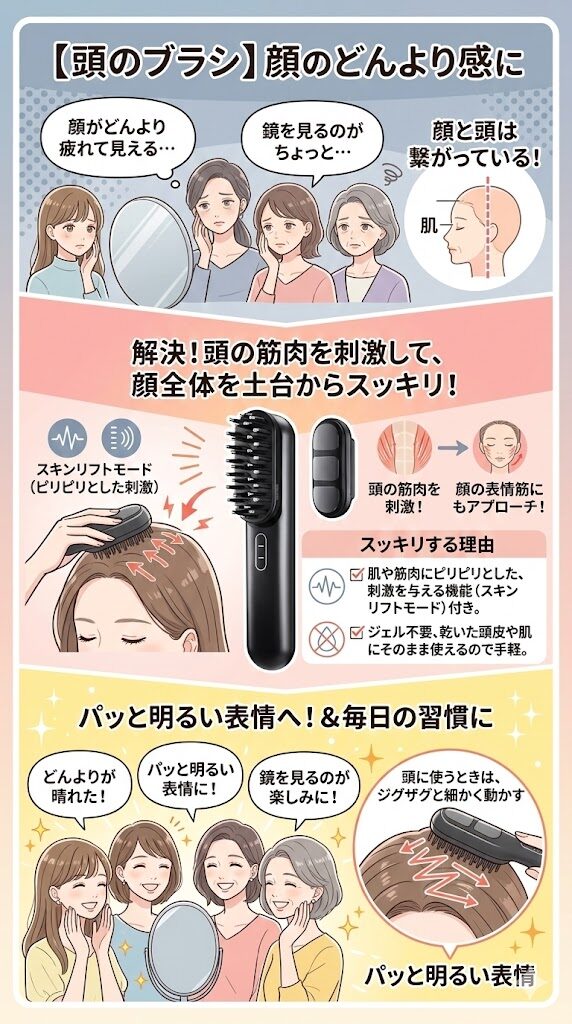 【頭のブラシ】顔のどんより感に