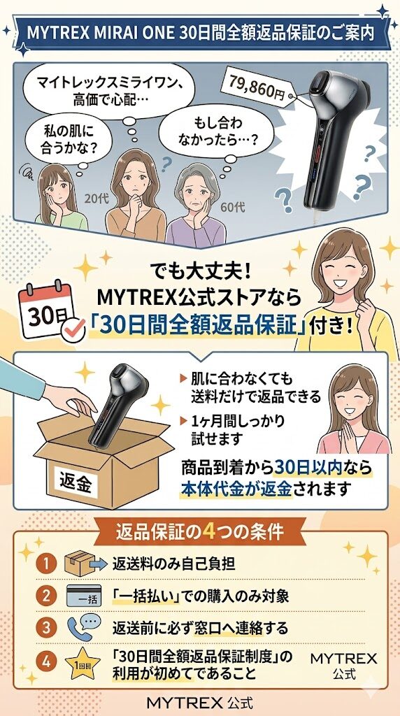 マイトレックスミライワンの全額返品保証