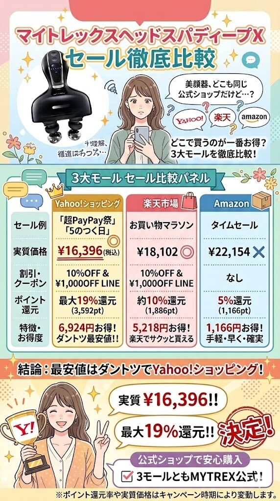 マイトレックスヘッドスパディープXのセール比較表
