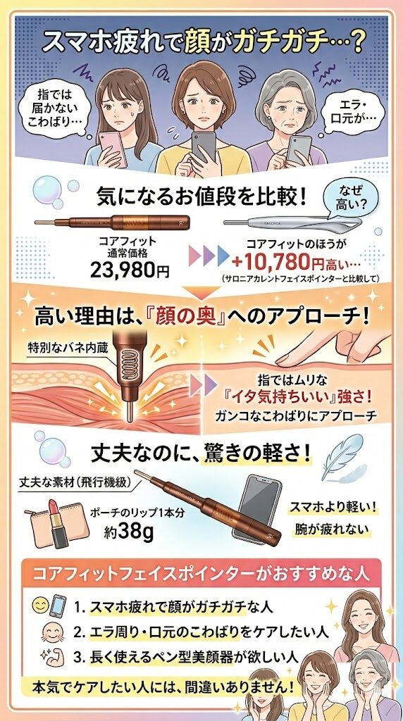 23,980円でも自分の手を使って強い圧でコリをほぐすなら「コアフィット」