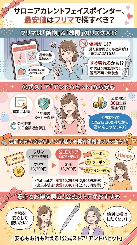 サロニアカレントフェイスポインターの最安値はフリマで探すべき？