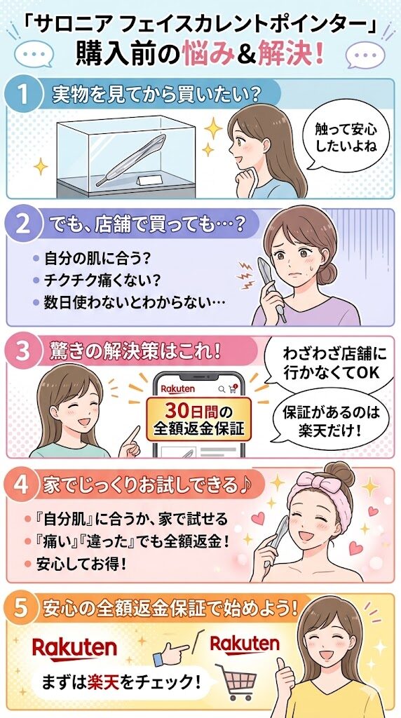 店舗で実物を見たい人も返金保証がある楽天がおすすめ