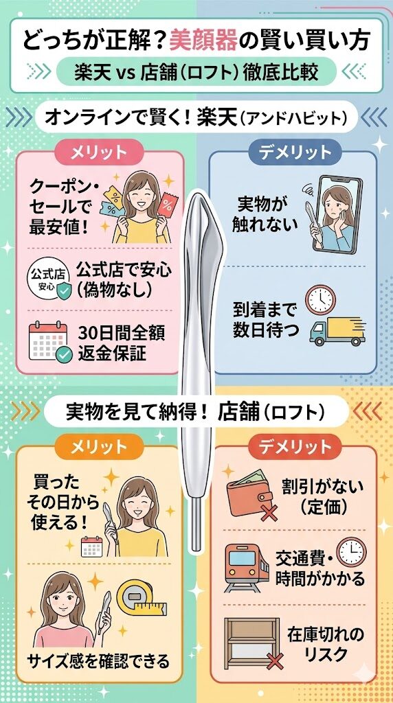 「楽天」と「店（ロフト）」のメリット・デメリット