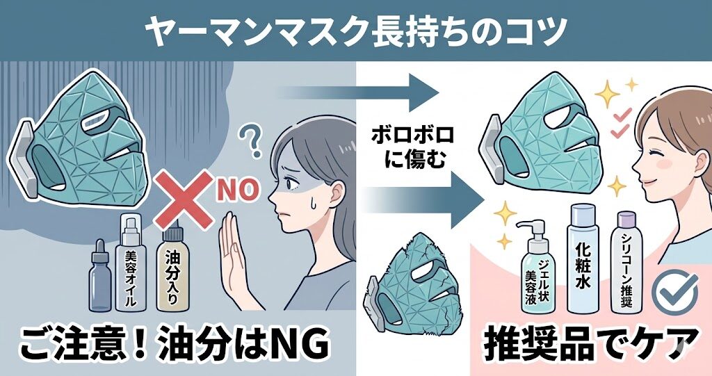 油分入り化粧品でマスク美顔器の本体がダメになる
