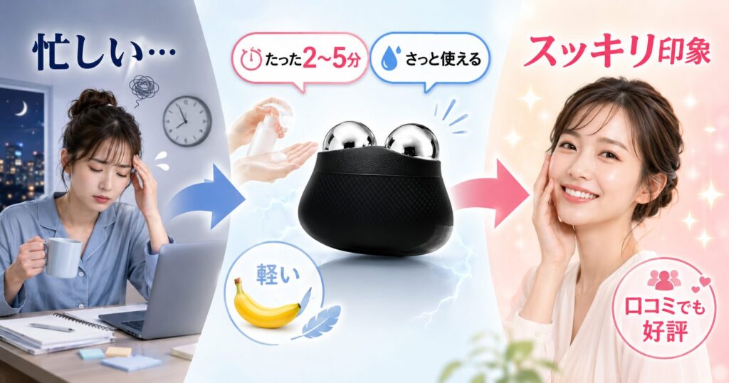 忙しくても2分から5分で使える軽量美顔器