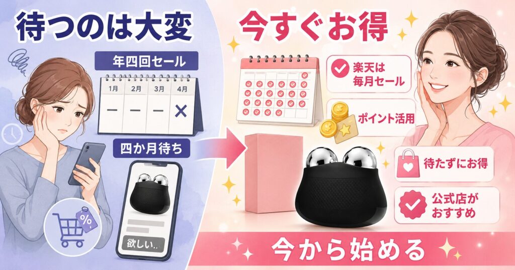 楽天市場は毎月セールがあり待たずにお得に買いやすい