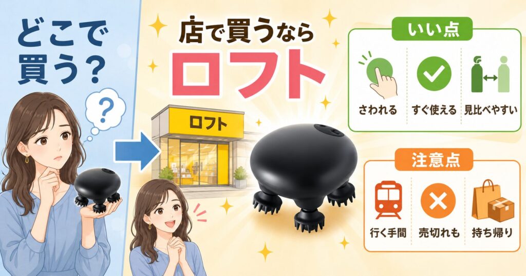 ロフトでDISMプロヘッドデバイスを買うメリットと売り切れなどの注意点を示す画像