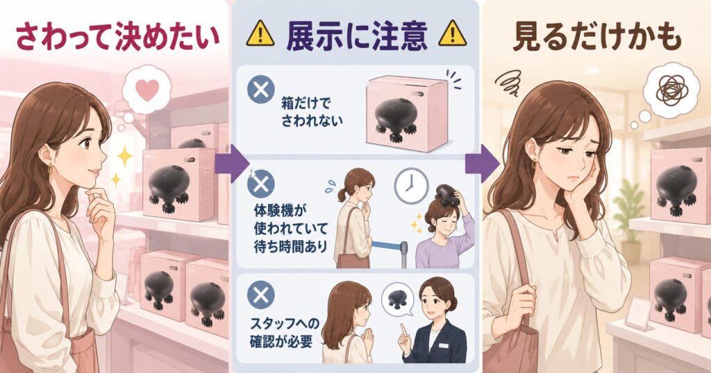 ロフトにDISMプロヘッドデバイスの展示品や体験機がない場合があることを示す画像