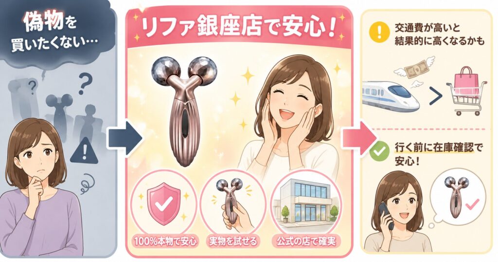安心して買いたい人はリファ銀座店