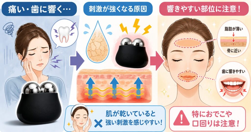 痛い・歯に響く口コミと刺激を感じやすい部位を解説する画像