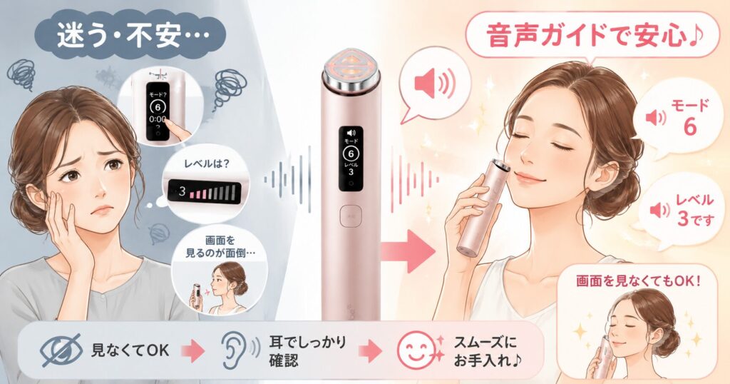 音声ガイドで簡単です
