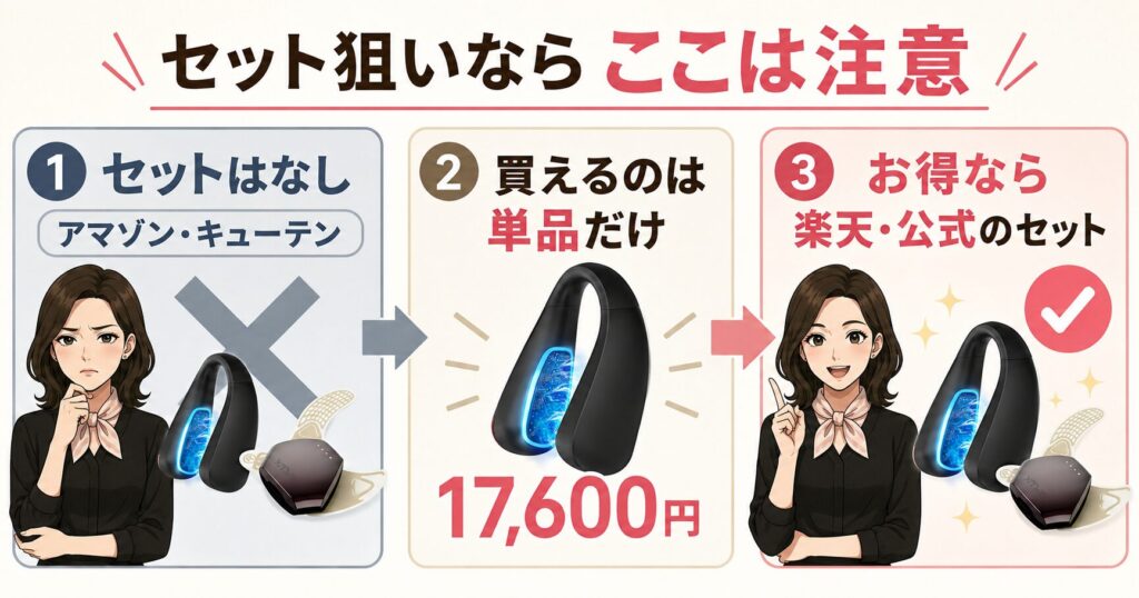 AmazonとQoo10はセットなし