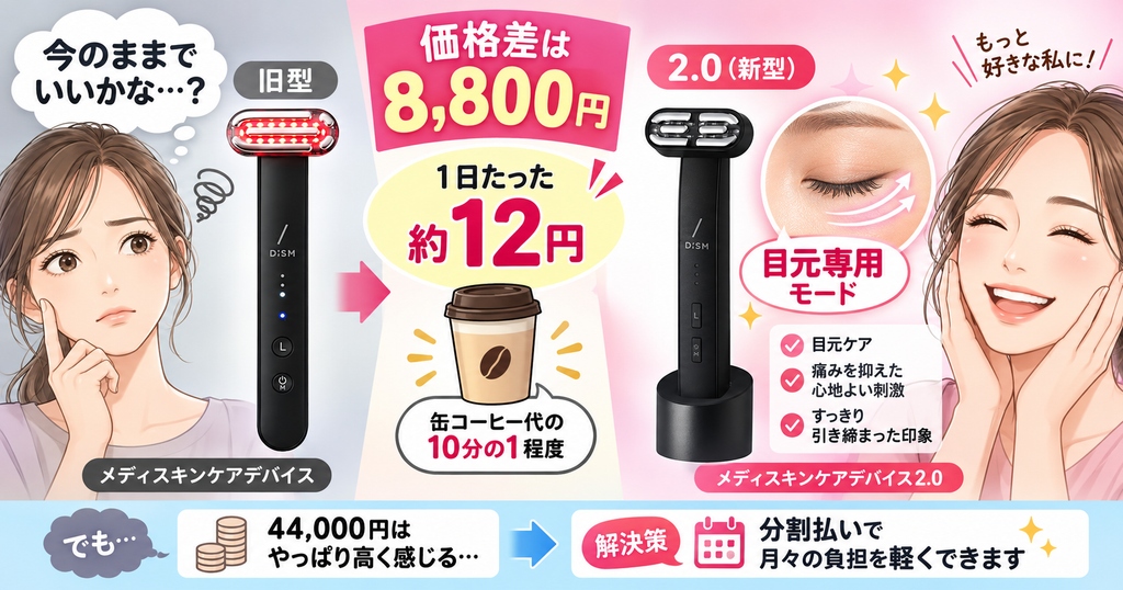 DISM美顔器2.0と旧型の価格差は8,800円