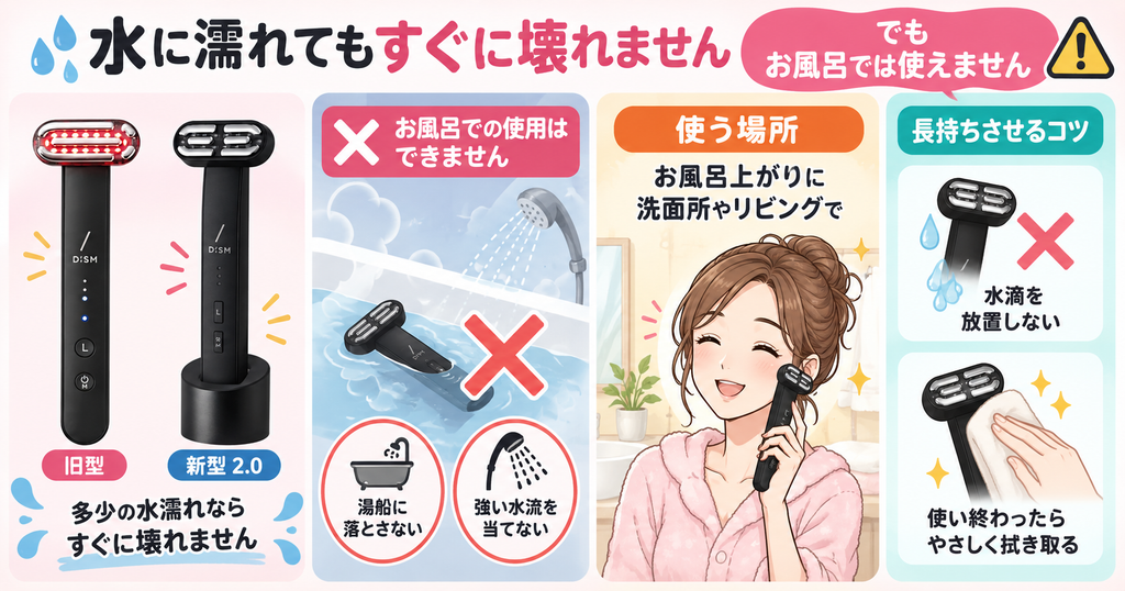 DISM美顔器のデメリット|浴室使用と丸洗いは不可