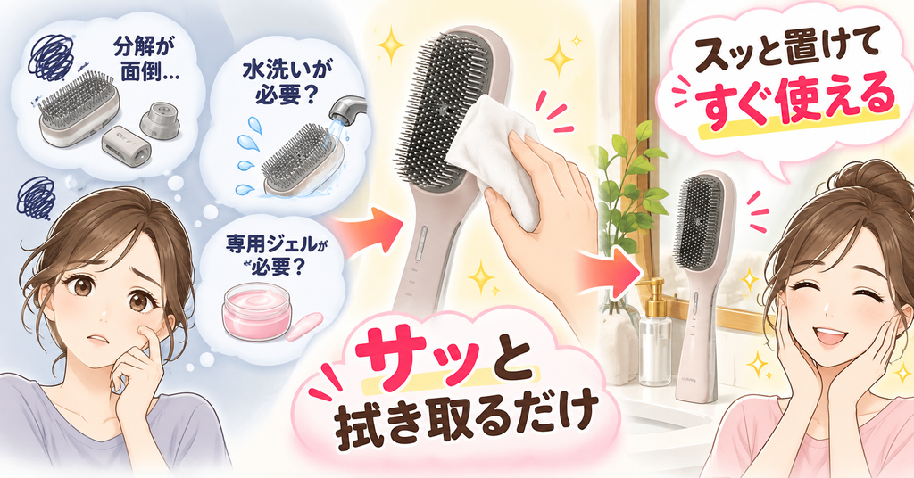 ラサーナEMSブラシのお手入れはピンを拭き取るだけ