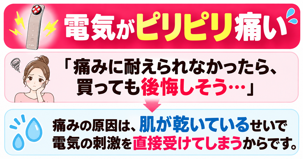 エレキリフトのデメリット｜乾いた肌では電気刺激が痛く感じやすい