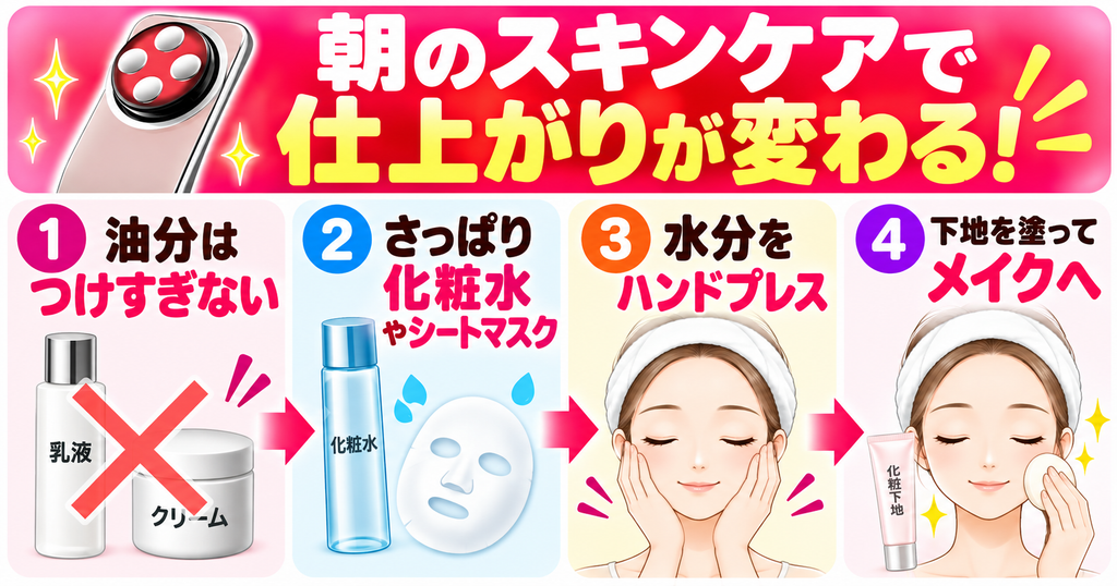 エレキリフトを使う朝のスキンケアからメイクまでの4ステップ