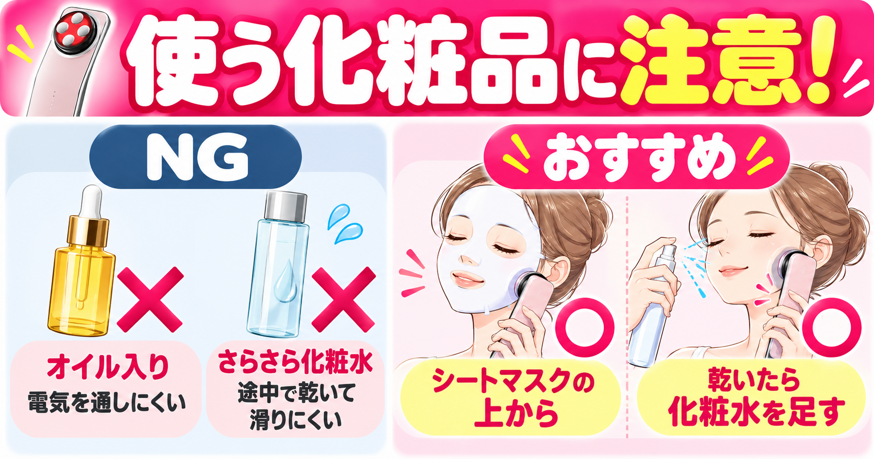 エレキリフトの保湿方法｜シートマスクと化粧水の補充