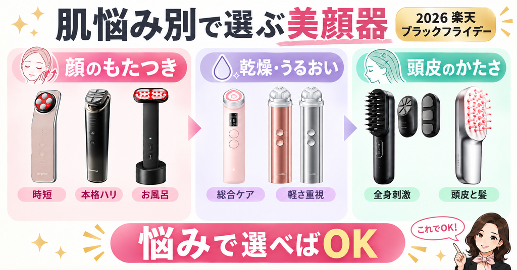 美顔器の選び方｜顔のもたつき・乾燥・頭皮のかたさ別