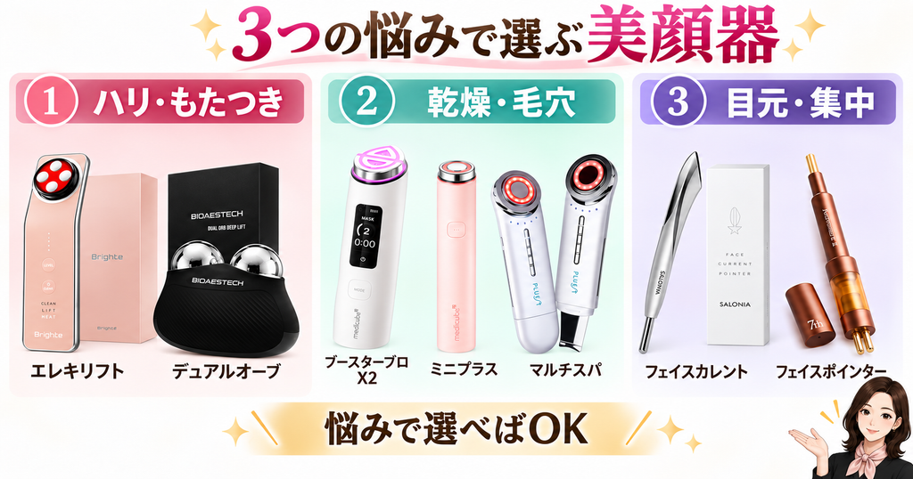 美顔器の選び方｜ハリ・毛穴・目元の悩み別おすすめ